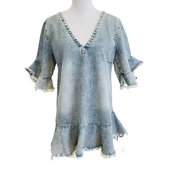 MLM Label Henri Denim Jean Dress Raw Hem Size XS - Picture 1 of 13